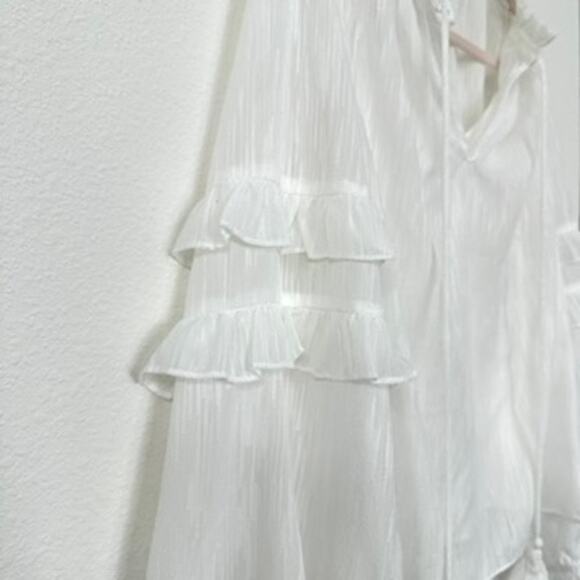 Lost + Wander Sheer Ruffle Sleeve Blouse in White, Size L - Excellent Condition - Picture 4 of 8